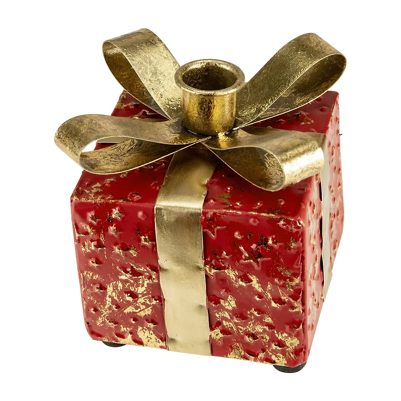 Northlight 5" Metal Gift Box Taper Candle Holder