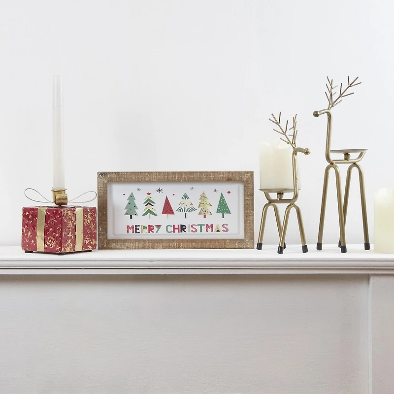 Northlight 5" Metal Gift Box Taper Candle Holder