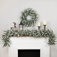 Northlight 7ft Flocked Wind River Fir With Berries Christmas Indoor Garland