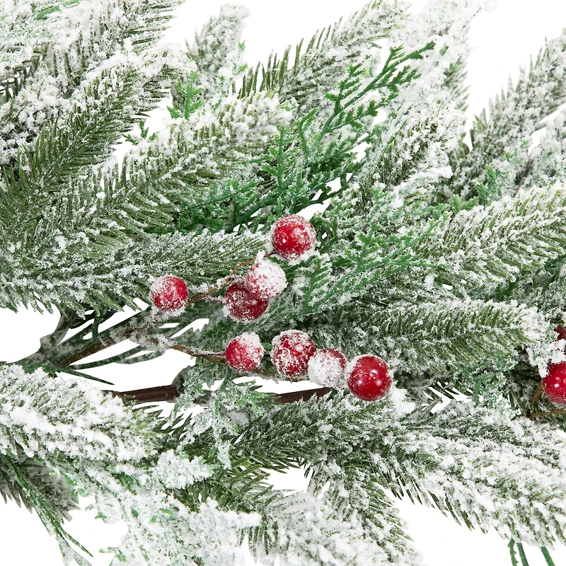 Northlight 7ft Flocked Wind River Fir With Berries Christmas Indoor Garland