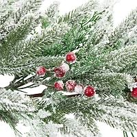 Northlight 7ft Flocked Wind River Fir With Berries Christmas Indoor Garland
