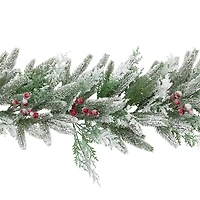 Northlight 7ft Flocked Wind River Fir With Berries Christmas Indoor Garland