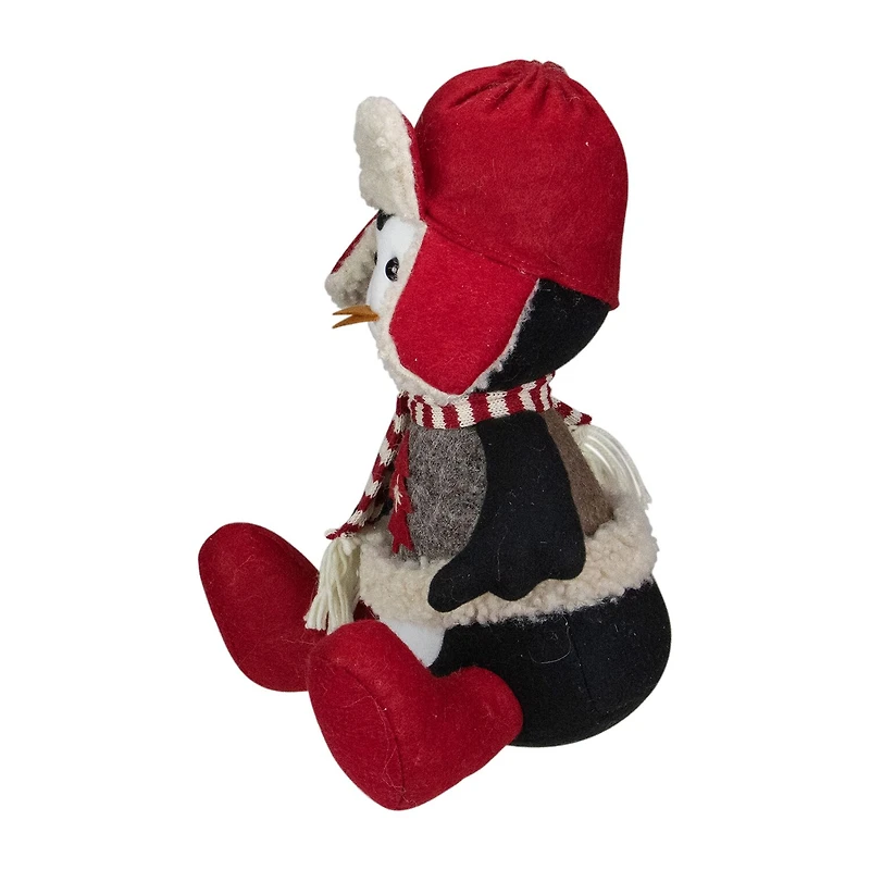 Northlight 12" Sitting Winter Penguin With Trapper Hat Christmas Tabletop Decor