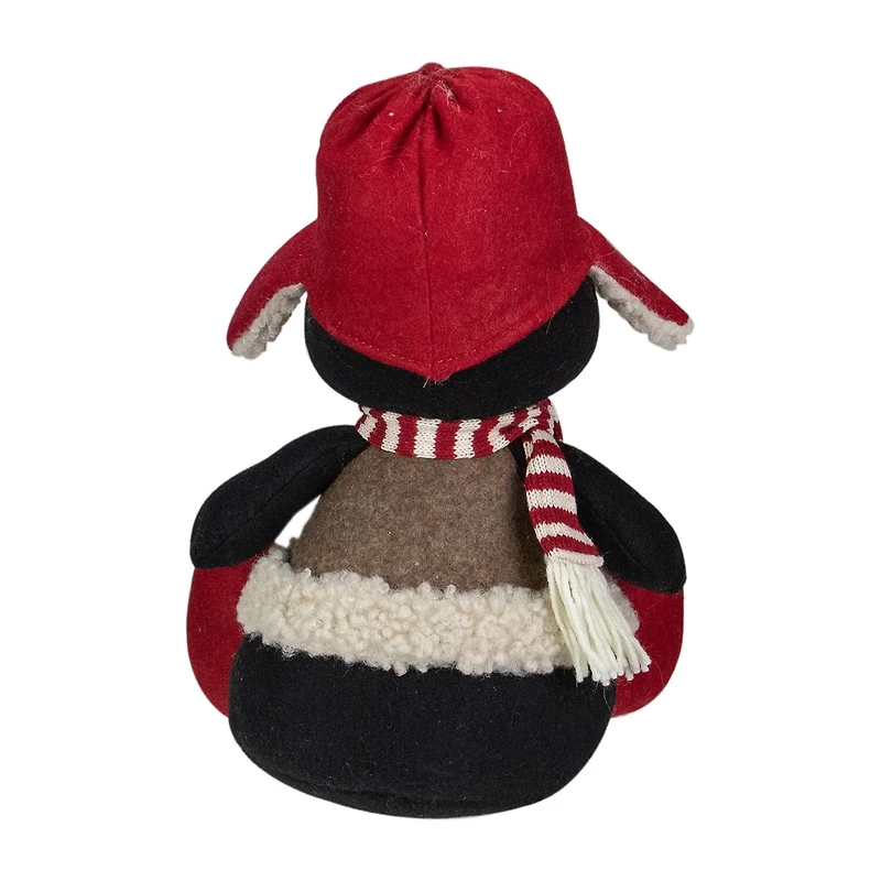 Northlight 12" Sitting Winter Penguin With Trapper Hat Christmas Tabletop Decor