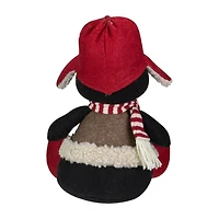 Northlight 12" Sitting Winter Penguin With Trapper Hat Christmas Tabletop Decor