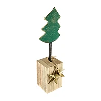 Northlight 17" Metal Tree With Stars And Chunky Wooden Base 1 Foot Christmas Tree