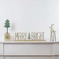 Northlight 17" Metal Tree With Stars And Chunky Wooden Base 1 Foot Christmas Tree