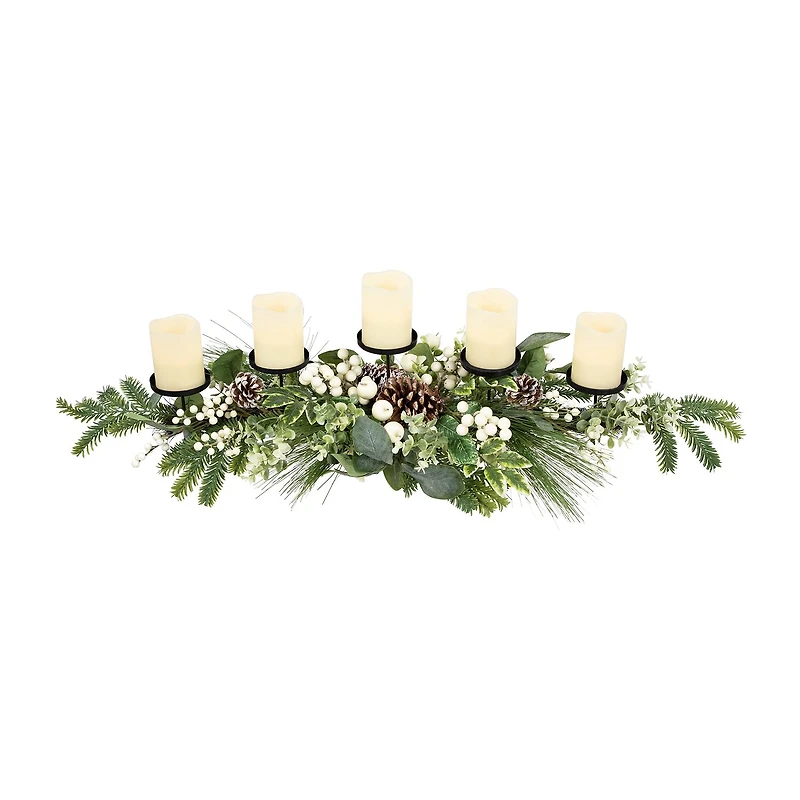 Northlight 42" Berries And Eucalyptus Artificial Candle Holder