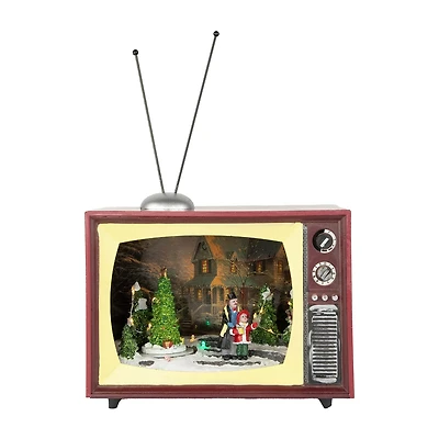 Northlight 9" Led Lighted Animated And Musical Tv Scene Plays Music Christmas Tabletop Decor