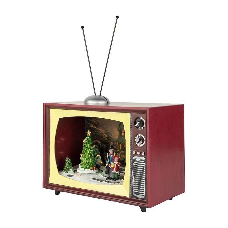 Northlight 9" Led Lighted Animated And Musical Tv Scene Plays Music Christmas Tabletop Decor