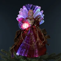 Northlight 12" Burgundy Lighted Fiber Optic Angel Christmas Tree Topper
