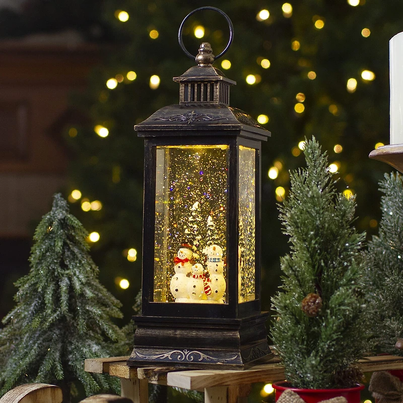 Northlight 11" Led Snowman Family Brushed Lantern Decorative Lantern