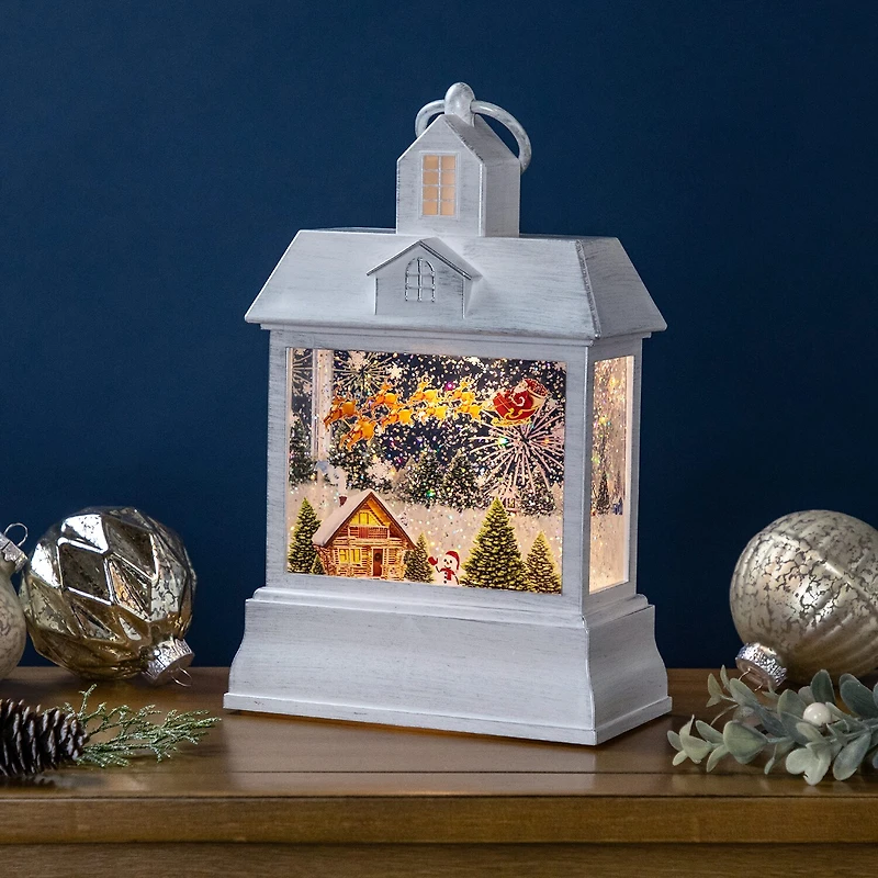 Northlight 10" Led Lighted Santafts Sleigh Lantern Christmas Snow Globe