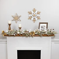Northlight 6ft Glittered Poinsettia And Ornaments Artificial Christmas Indoor Garland