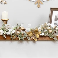 Northlight 6ft Glittered Poinsettia And Ornaments Artificial Christmas Indoor Garland
