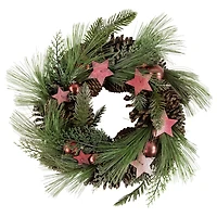 Northlight 14" Real Touch™️ Pine And Pinecone Artificial With Stars Wreath