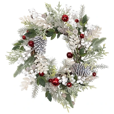 Northlight 24" Frosted Pinecones And Berries Artificial Wreath