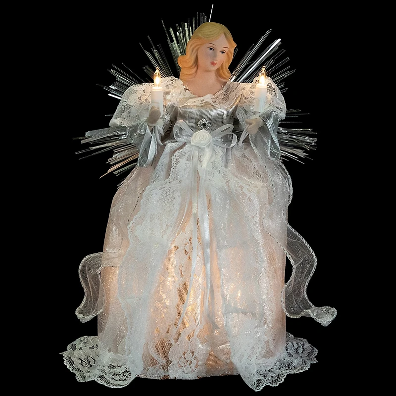 Northlight 11" Lighted Angel With Candle Christmas Tree Topper