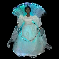 Northlight 12" Silver Lighted Fiber Optic African American Angel Christmas Tree Topper