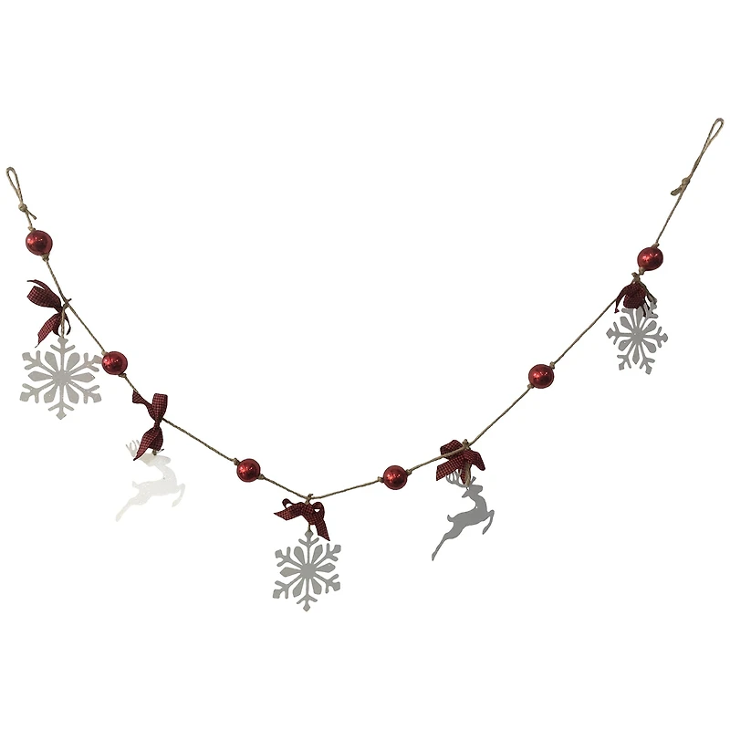 Northlight 4ft Snowflake And Reindeer With Ball Christmas Indoor Garland
