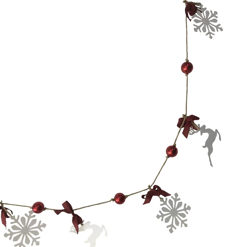 Northlight 4ft Snowflake And Reindeer With Ball Christmas Indoor Garland