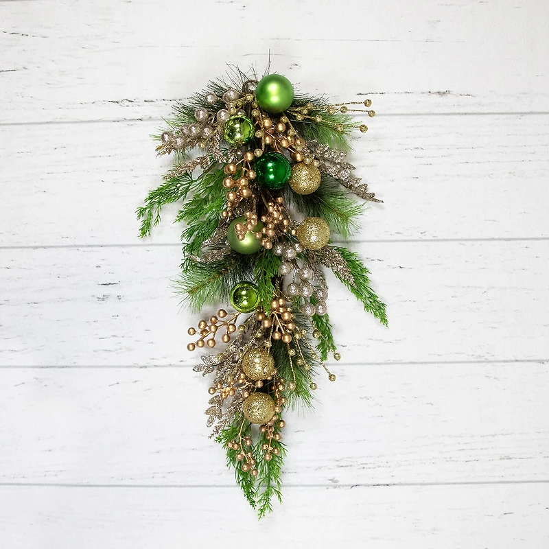 Northlight 25" Ball Ornaments And Berries Glittered Swag
