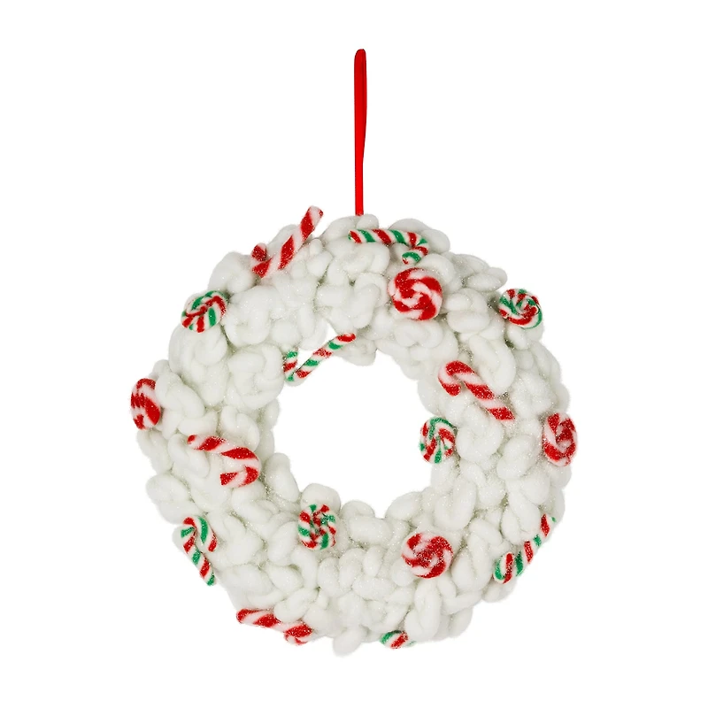 Northlight 13" Plush Peppermint And Candy Canes Wreath