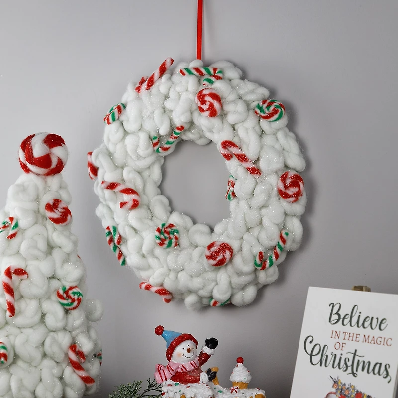 Northlight 13" Plush Peppermint And Candy Canes Wreath