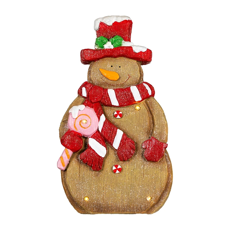 Northlight 16" Led Lighted Gingerbread Snowman With Lollipop Christmas Figurine