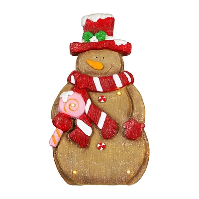 Northlight 16" Led Lighted Gingerbread Snowman With Lollipop Christmas Figurine