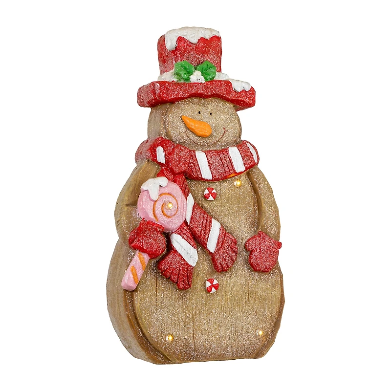 Northlight 16" Led Lighted Gingerbread Snowman With Lollipop Christmas Figurine