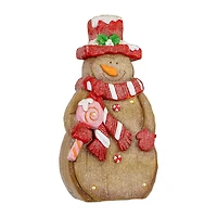 Northlight 16" Led Lighted Gingerbread Snowman With Lollipop Christmas Figurine