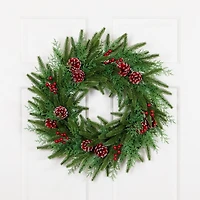 Northlight 24" Wind River Fir With Glittered Pinecones Wreath
