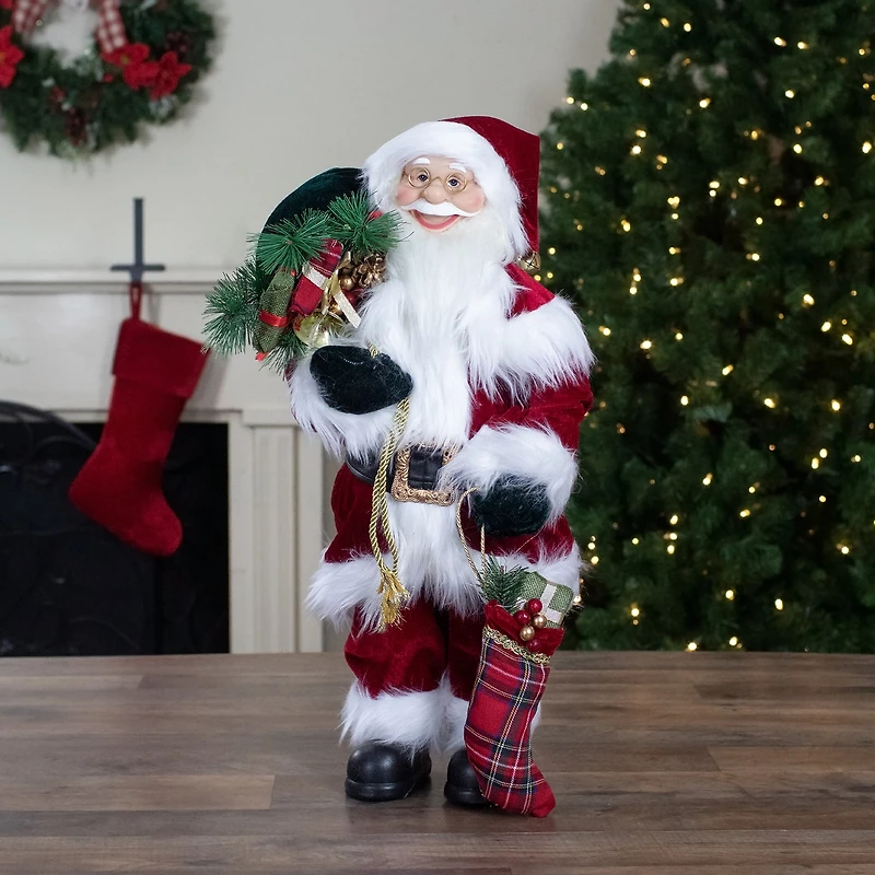 Northlight 2ft Standing Santa With Presents Christmas Figurine