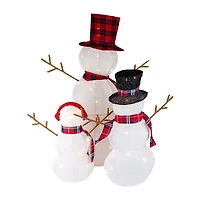 Northlight Lighted Tinsel Snowmen Family Christmas Yard Art