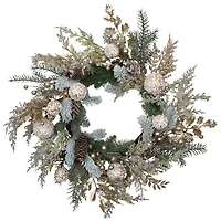 Northlight 24" Glittered Mixed Foliage With Ornaments Artificial Wreath