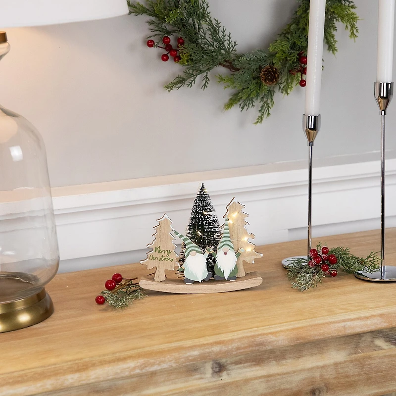 Northlight 7" Led Lighted Gnomes And "Merry" With Christmas Gnome