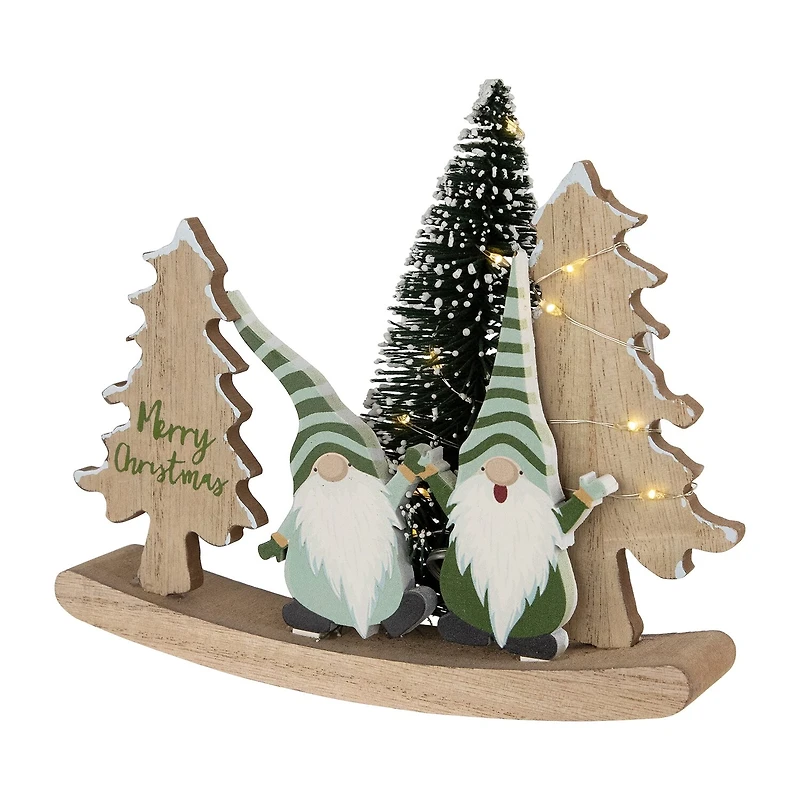 Northlight 7" Led Lighted Gnomes And "Merry" With Christmas Gnome
