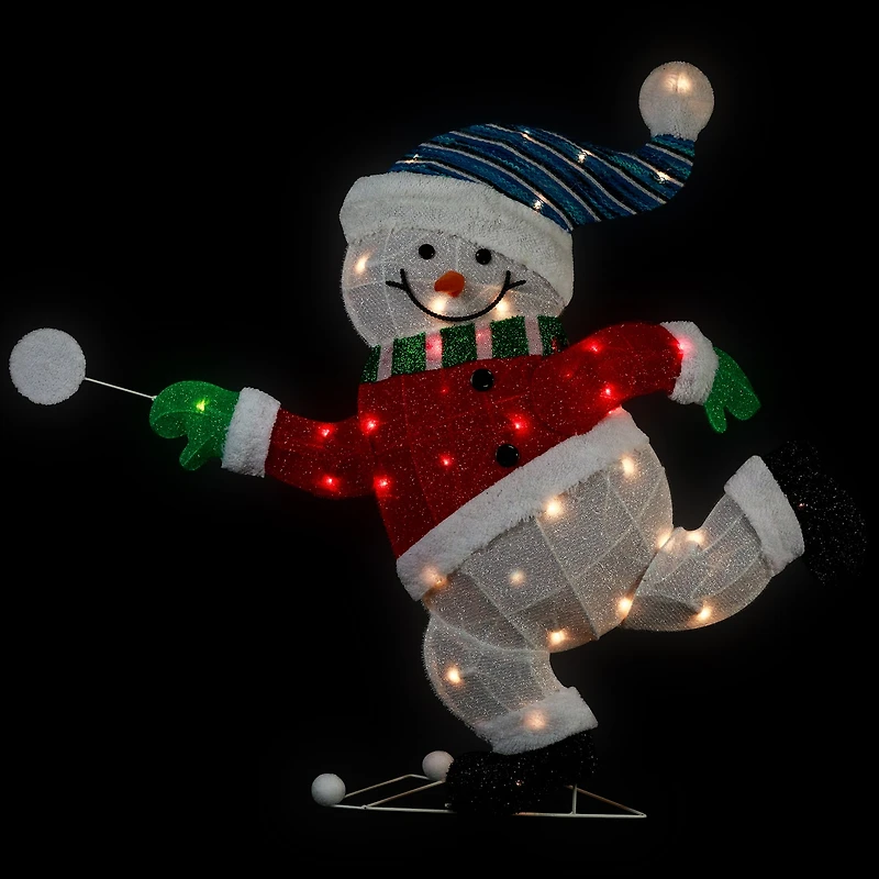 Northlight 36" Lighted Snowman With Snowball Christmas Yard Art
