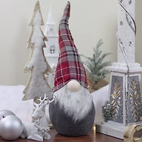 Northlight 25" Plaid Bendable Hat Sitting Gnome Christmas Gnome