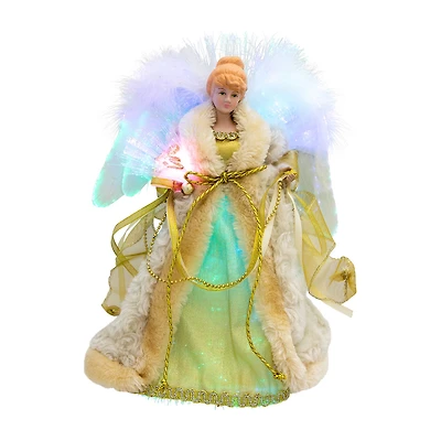 Northlight 12" Gold Color Changing Fiber Optic Angel Christmas Tree Topper