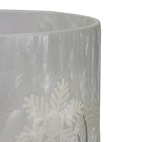 Northlight 10" Deer Pine And Snowflakes Hand Painted Flameless Glass Candle Holder