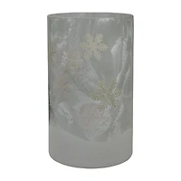 Northlight 10" Deer Pine And Snowflakes Hand Painted Flameless Glass Candle Holder