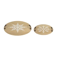 Northlight 16" Round Snowflake Serving Trays Christmas Tabletop Decor