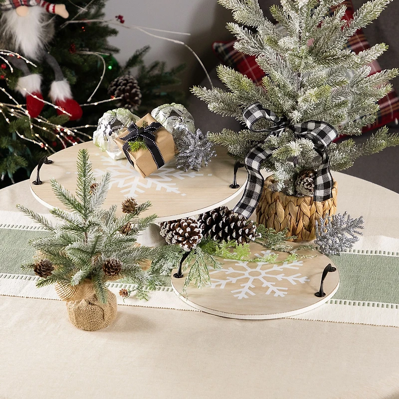 Northlight 16" Round Snowflake Serving Trays Christmas Tabletop Decor