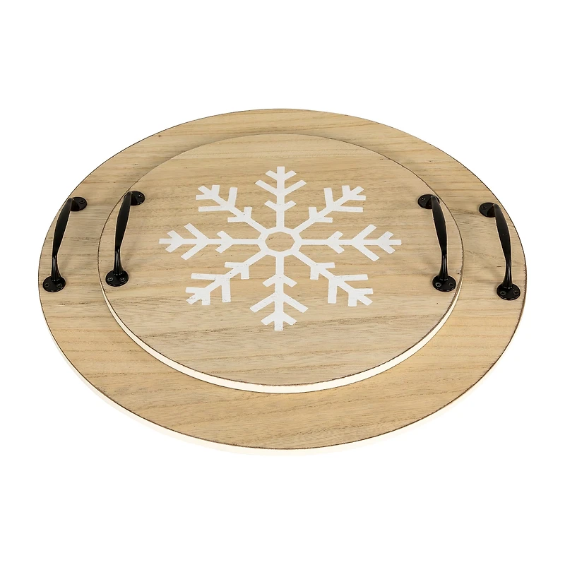 Northlight 16" Round Snowflake Serving Trays Christmas Tabletop Decor