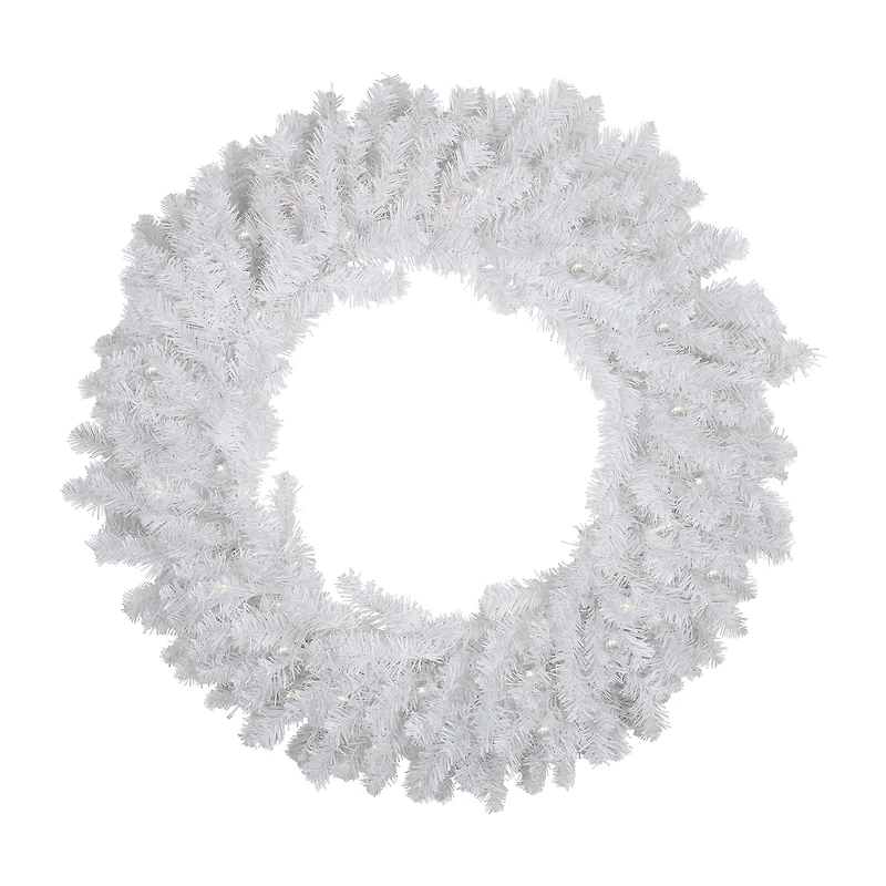 Northlight 30" Pre Lit Led White Canadian Pine Wreath