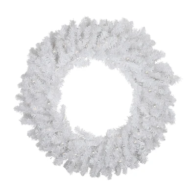 Northlight 30" Pre Lit Led White Canadian Pine Wreath