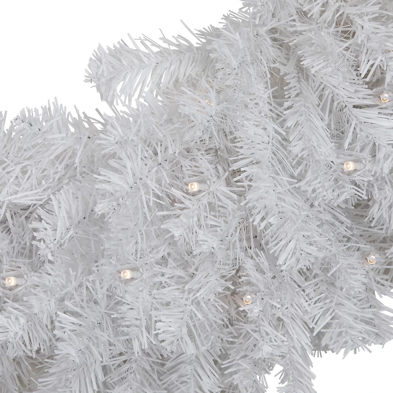 Northlight 30" Pre Lit Led White Canadian Pine Wreath