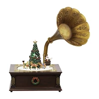 Northlight 14" Led Lighted And Musical Gramophone Animated Plays Music Christmas Tabletop Decor